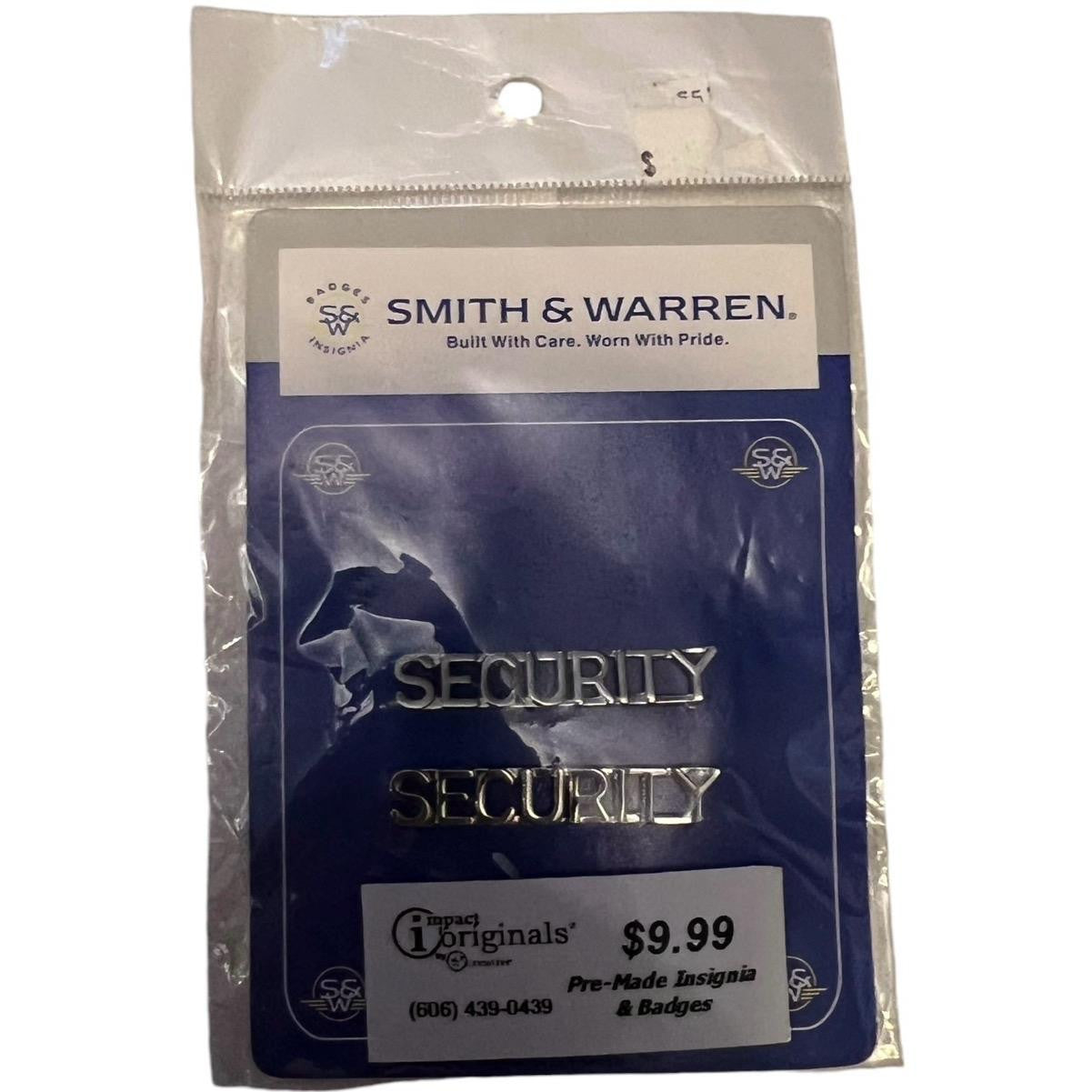 Smith & Warren Security Guard Officer Collar Brass Insignia Pins Nickel 1/2"