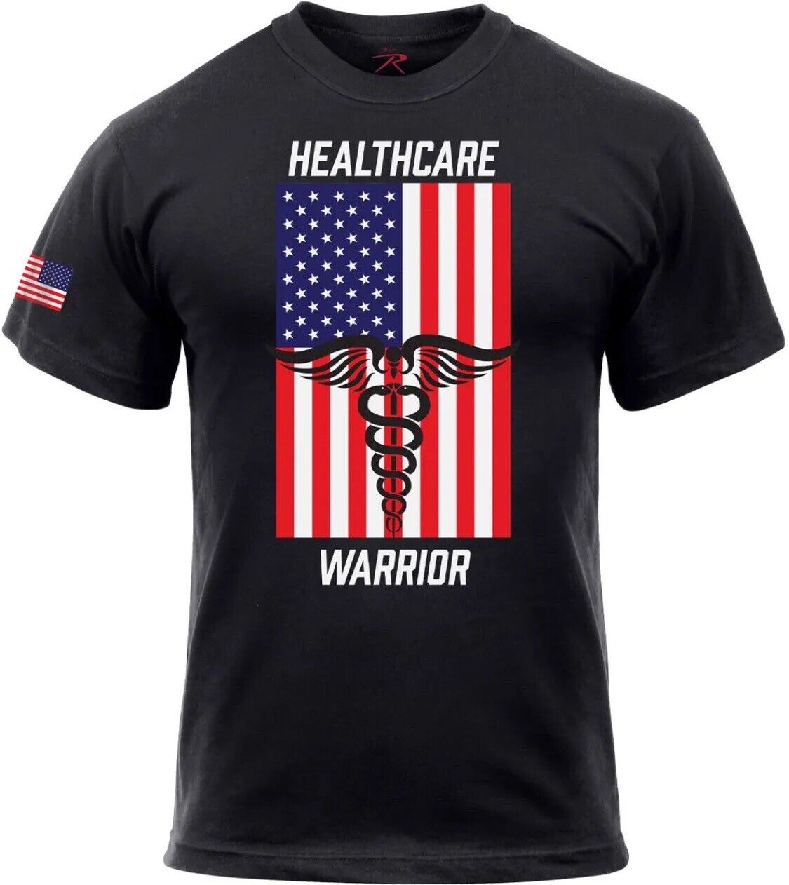 ROTHCO HEALTHCARE WARRIOR US FLAG T-SHIRT - BLACK
