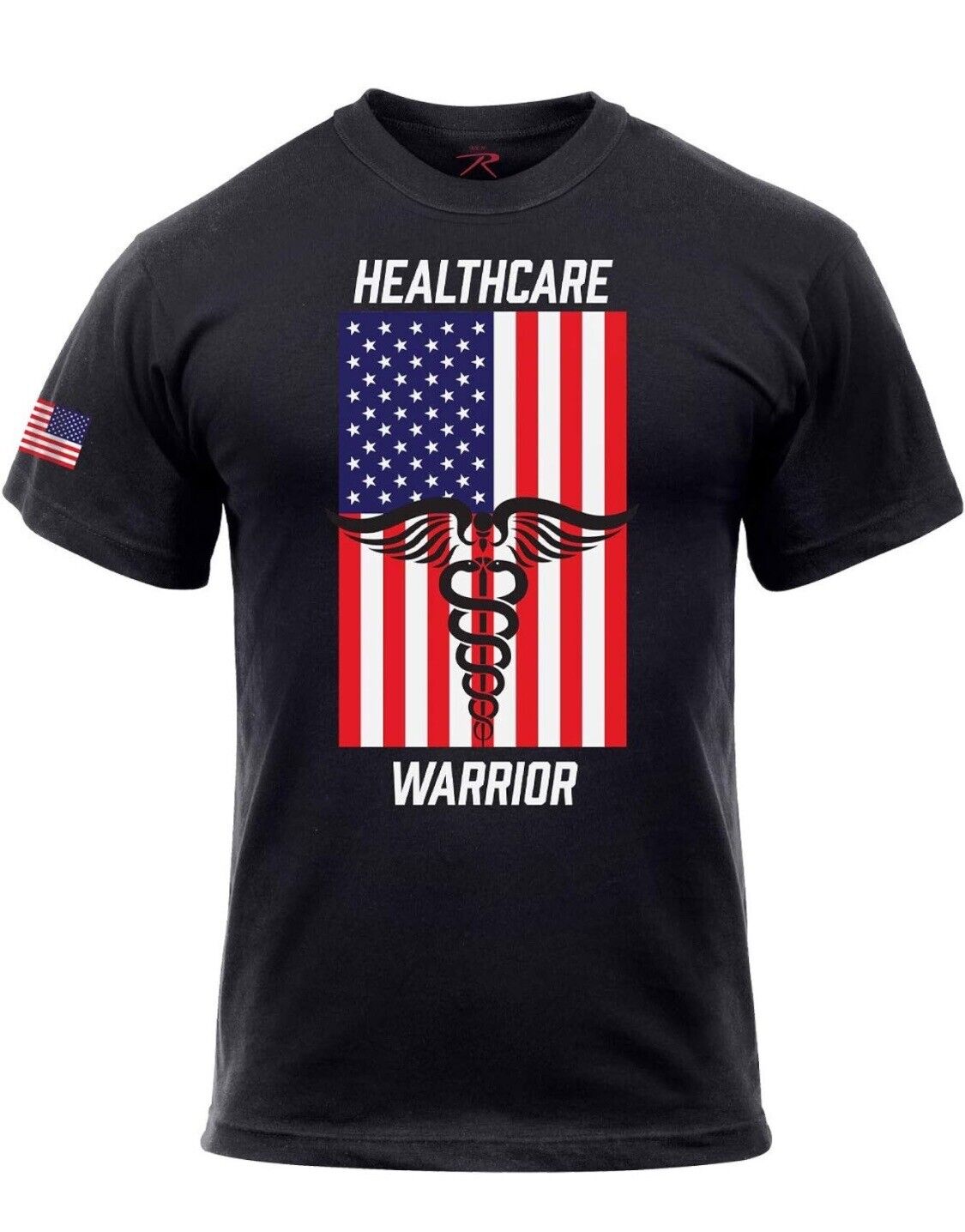 ROTHCO HEALTHCARE WARRIOR US FLAG T-SHIRT - BLACK