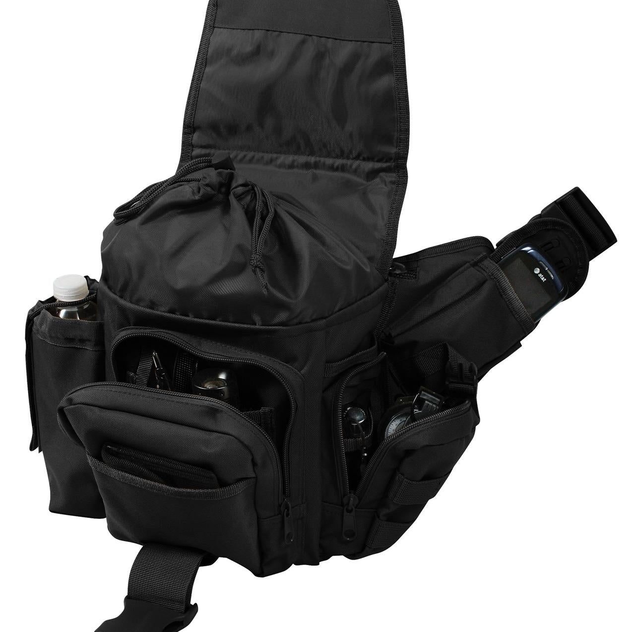 Rothco Advanced Tactical Bag - 600 Denier Polyester, Multiple Pouches, Adjustable Padded Shoulder Strap, Front Flap Closure, Black