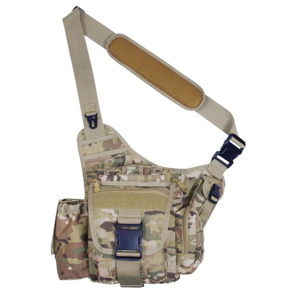 Rothco Advanced Tactical Bag - 600 Denier Polyester, Multiple Pouches, Adjustable Padded Shoulder Strap, Front Flap Closure, Black