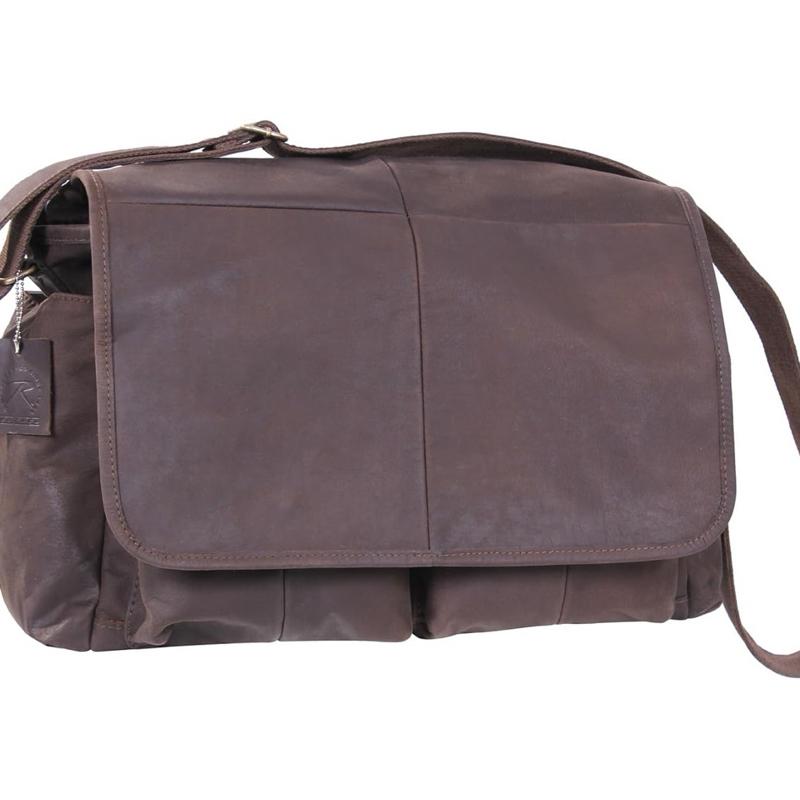 Rothco Brown Leather Classic Messenger Bag