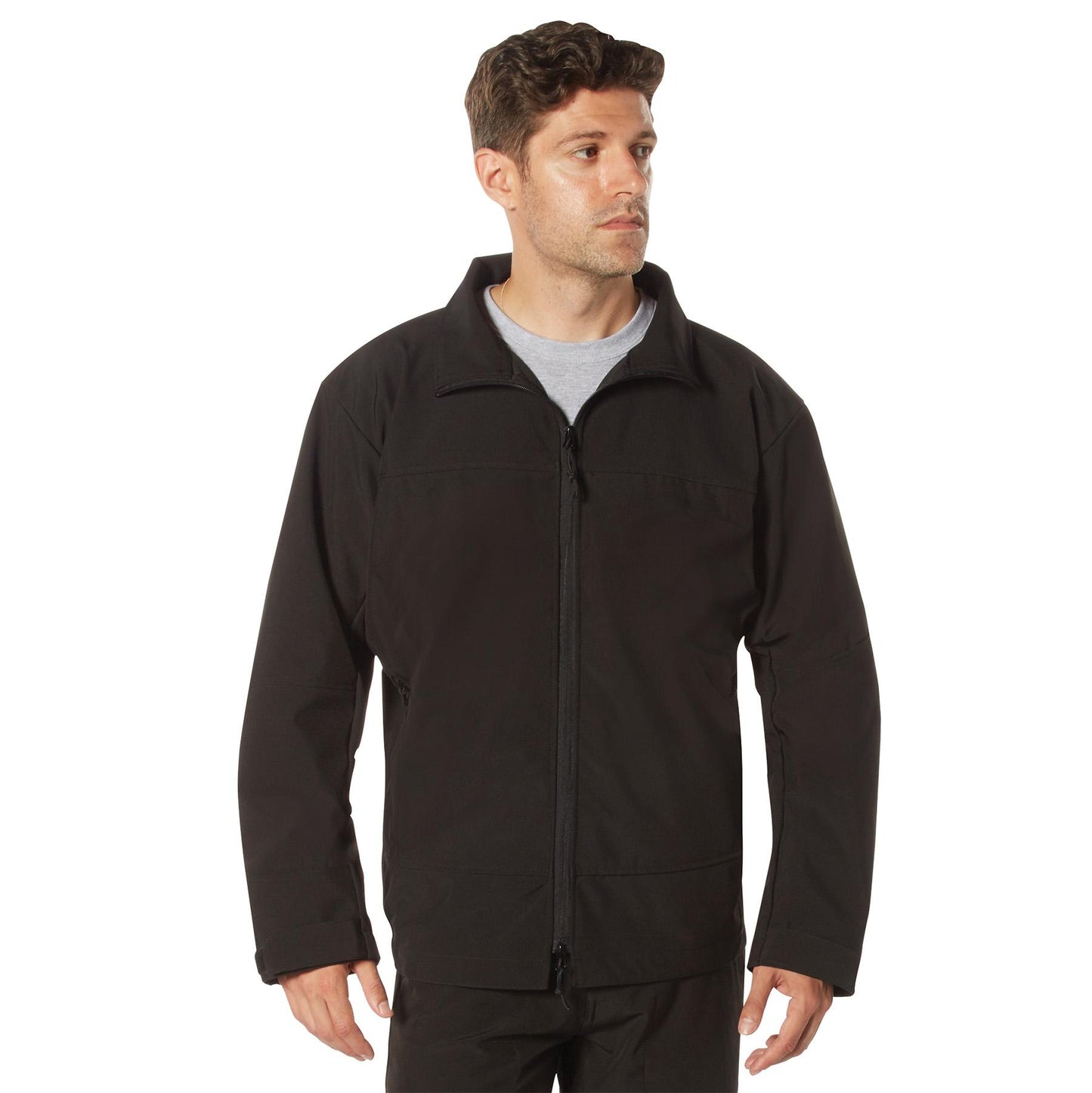 Rothco Men’s Black Soft Shell Casual Windbreaker Jacket - Rothco Men’s Soft Shell CCDW Black Jacket, Menswear Casual Coat Outdoor Long Sleeve Zipper Pocket