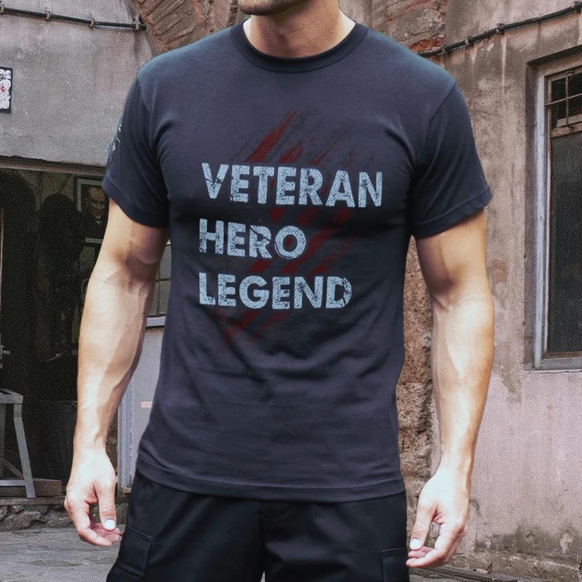 ROTHCO Veteran Hero Legend T-Shirt - Patriotic Graphic Design with American Flag - Black/Olive Drab - Sizes S-3XL - Breathable Cotton Fabric cool men gifts