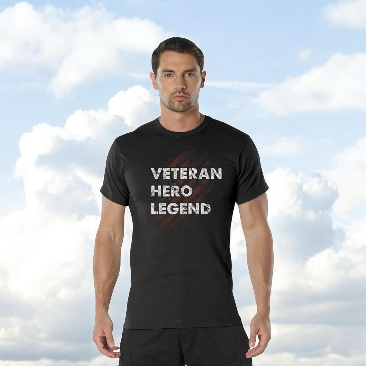 ROTHCO Veteran Hero Legend T-Shirt - Patriotic Graphic Design with American Flag - Black/Olive Drab - Sizes S-3XL - Breathable Cotton Fabric cool men gifts