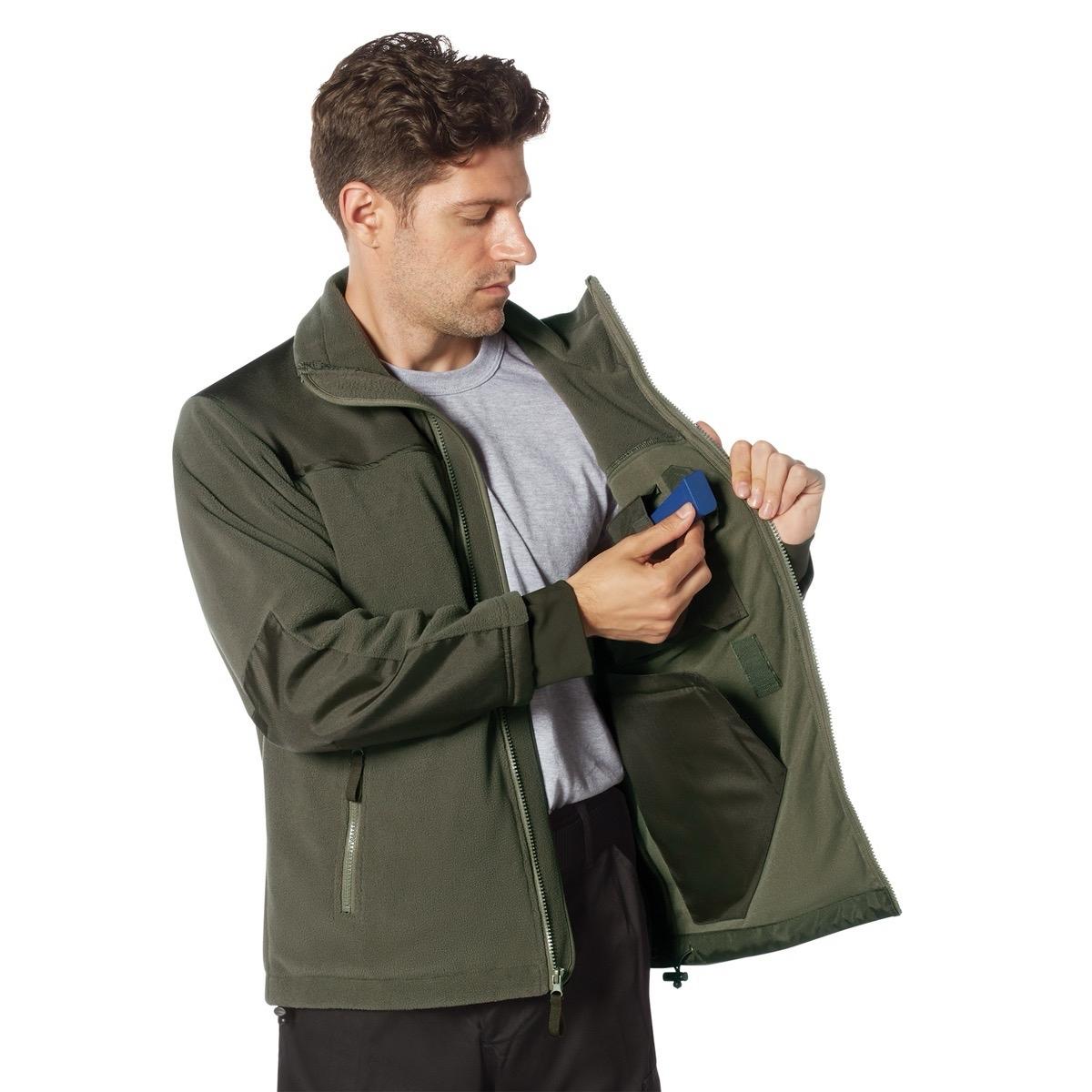 Rothco Spec Ops Fleece Jacket for Men with Concealed Carry and Tactical Pockets - Coat, Collar Outdoor Menswear Utility Zipper Jacket