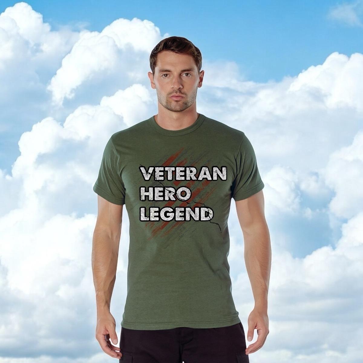 Rothco Veteran Hero Legend T-Shirt - Patriotic Graphic Design with American Flag - Black/Olive Drab - Sizes S-3XL - Cargo, Breathable cool men gifts
