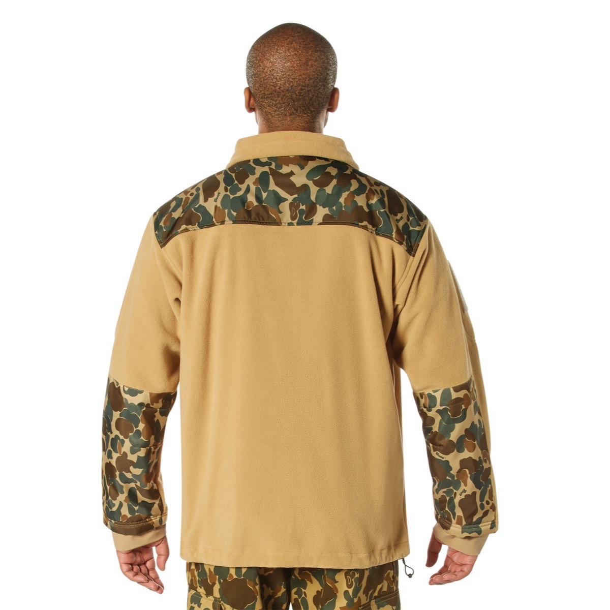 Rothco x Bear Archery Fred Bear Camo Spec Ops Tactical Fleece Jacket for Men with Mandarin Collar and Reinforced Camouflage Shoulder & Forearm Yokes Menswear Outdoor Long Sleeve Pockets Coat Fabric Polyester