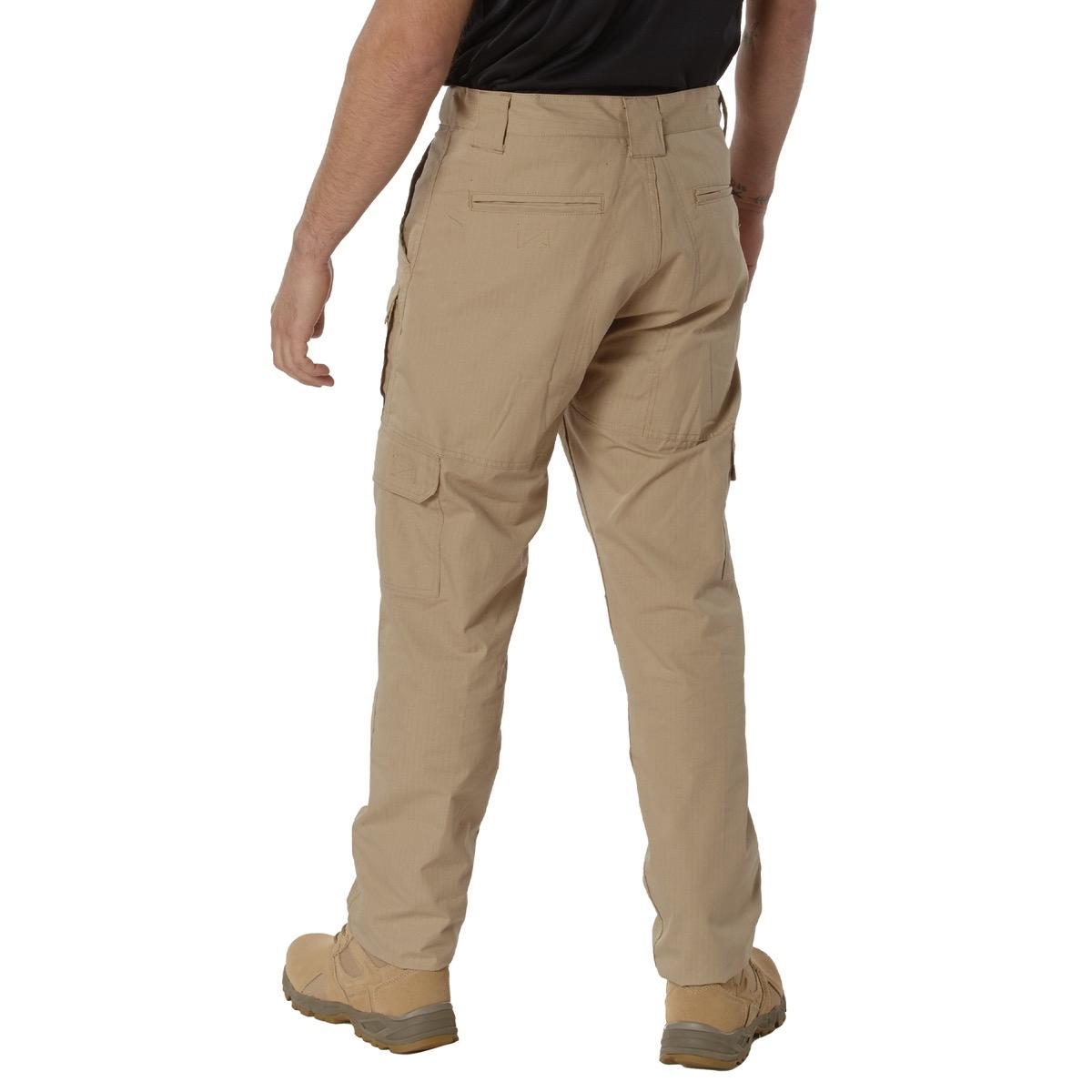 Rothco Tactical Duty Pants - Durable Poly/Cotton Rip-Stop Material, Stain Resistant, Reinforced Protection, 8 Multi-Functional Utility Pockets - Belt Menswear Outdoor Casual Cargo Pants Fabric Polyester Zipper Beige