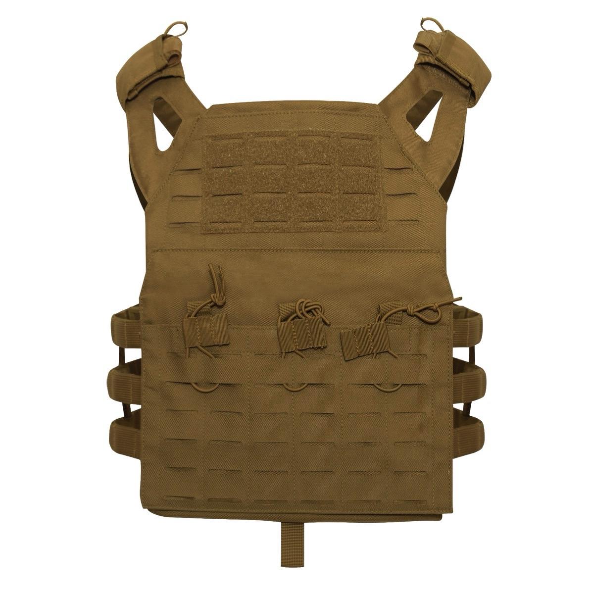 ROTHCO Tactical Lightweight Armor Carrier Vest - 20 Rows of Laser-Cut MOLLE Slots, Chest & Back, Black 1529