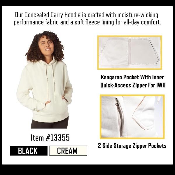 ROTHCO Women's Concealed Carry Hoodie - Long Sleeve Pullover with Moisture-Wicking Fabric and Kangaroo Pocket - Fleece, Casual