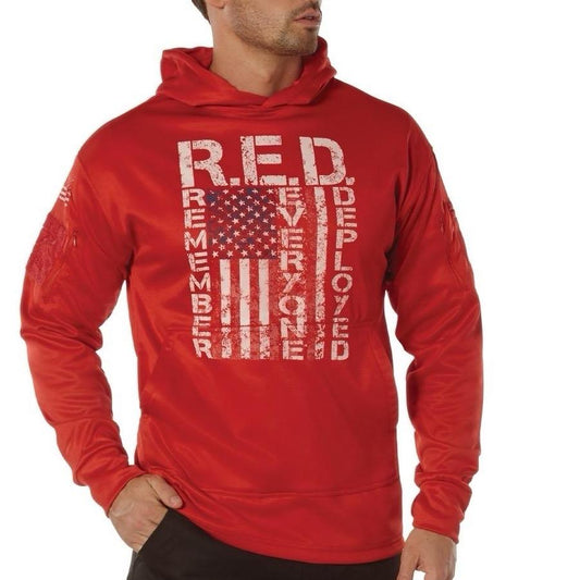 Rothco Concealed Carry R.E.D. Hoodie - Remember Everyone Deployed Design with American Flag Graphic Kangaroo Pocket Tops Sweatshirt Menswear Sleeve Sweaters Casual Underwear Pullover  Biker Long Sleeve cool shirt