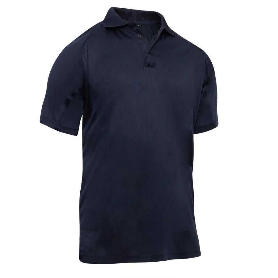 Rothco On Duty Performance Midnight Navy Blue Polo for Men - Lightweight and Durable Moisture Wicking Shirt with Gusseted Sleeves and Mic Tabs - Day, Collar Original Menswear Tactical Polo
