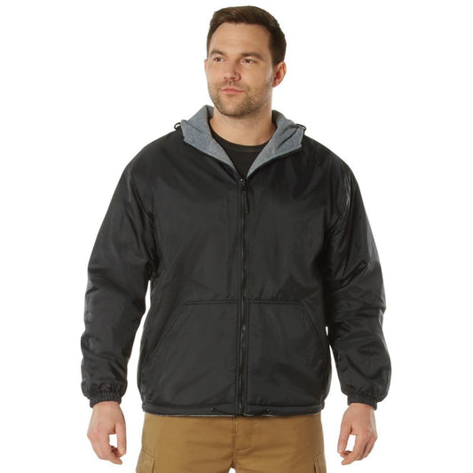 Rothco Reversible Lined Jacket with Hood for Men - Waterproof Nylon Shell and Polyester Fleece Lining - Navy