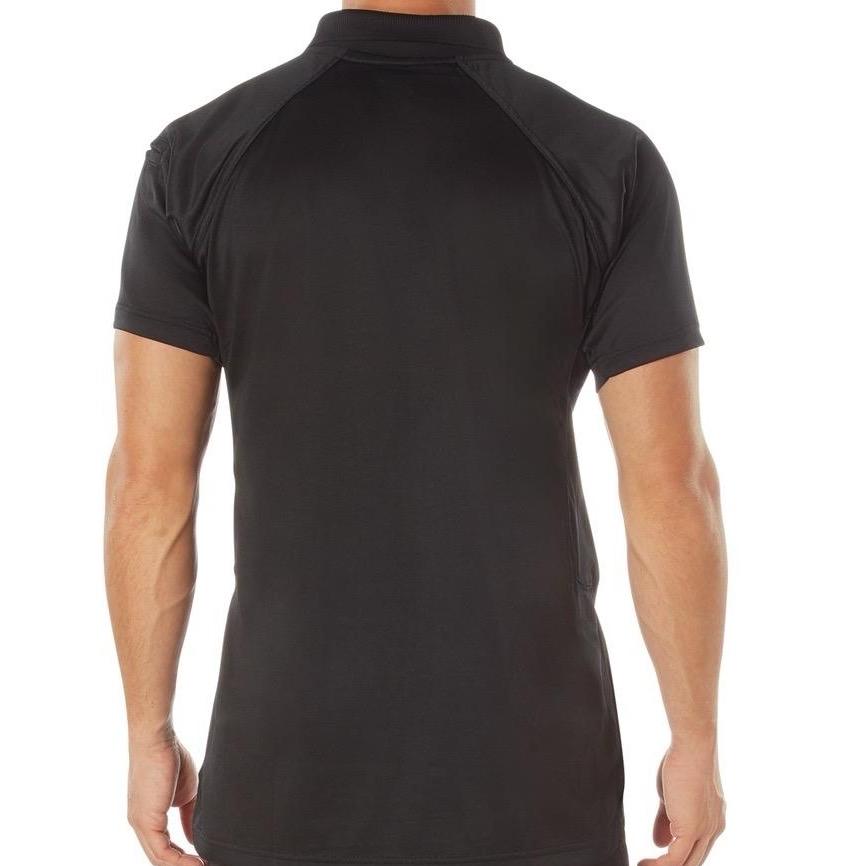 Rothco On Duty Performance Black Polo - Casual for Men - Lightweight and Durable Moisture Wicking Shirt with Gusseted Sleeves and Mic Tabs - Day, Collar Original Menswear Tactical Polo
