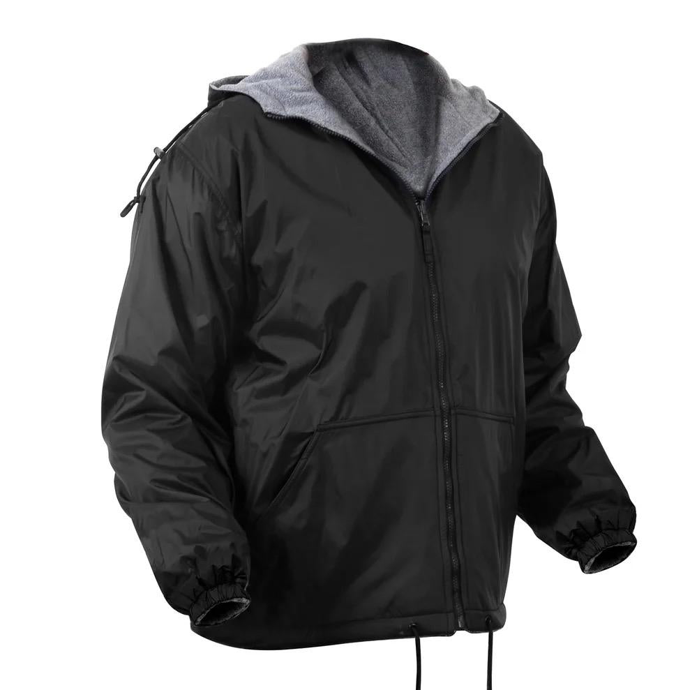 Rothco Reversible Lined Jacket with Hood for Men - Waterproof Nylon Shell and Polyester Fleece Lining - Navy