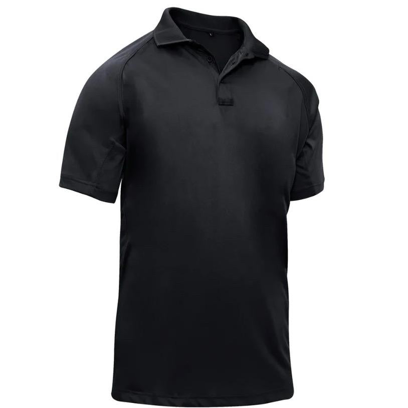 Rothco On Duty Performance Black Polo - Casual for Men - Lightweight and Durable Moisture Wicking Shirt with Gusseted Sleeves and Mic Tabs - Day, Collar Original Menswear Tactical Polo