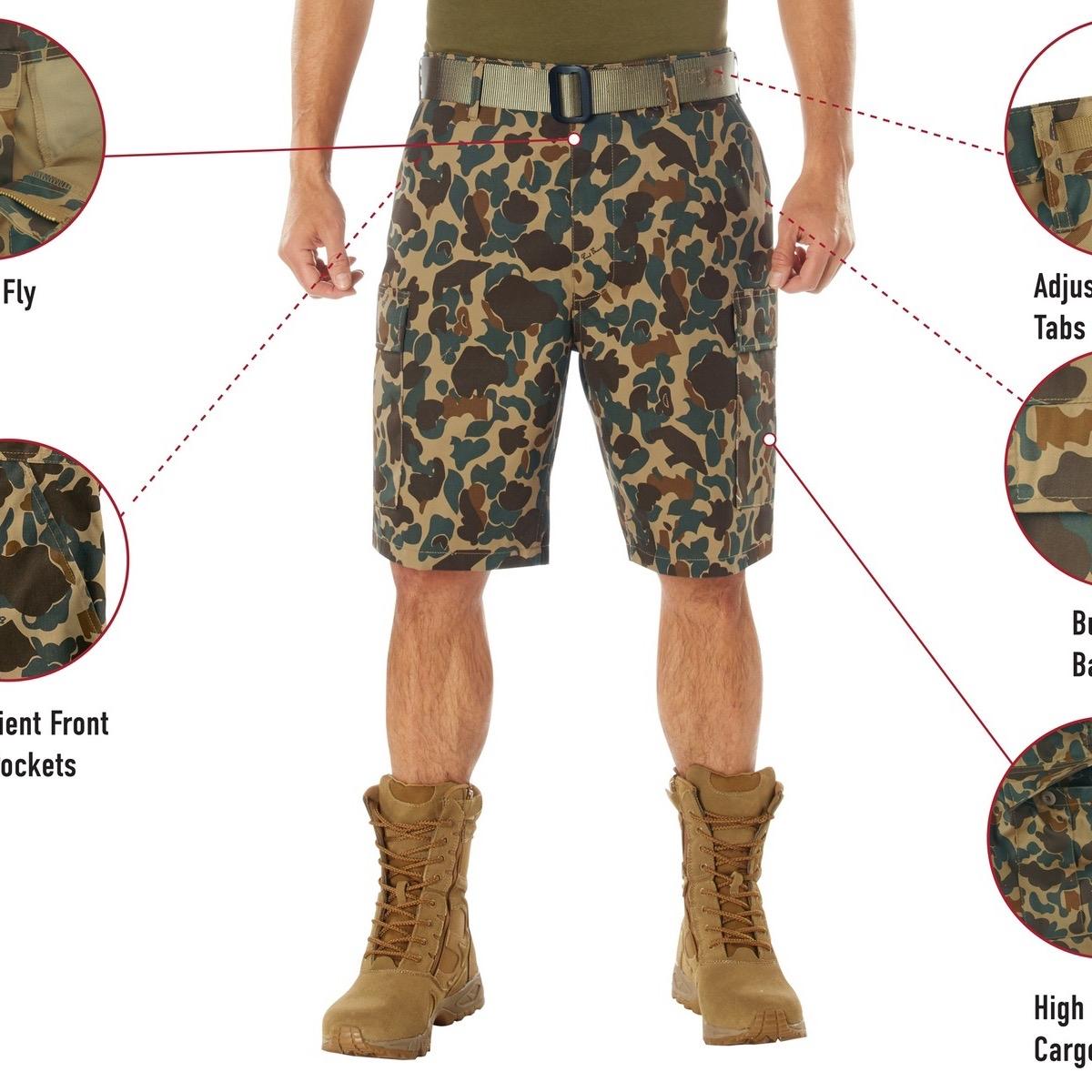 Rothco X Bear Archery Fred Bear Camo Cargo Shorts Rothco Fred Bear Camo Hunting Shorts Hiking Cargo Shorts Camping Casual Shorts  Menswear Camouflage Utility Outdoor Cargo Shorts Cotton Polyester Pockets Zipper Tropical Big And Tall Underwear