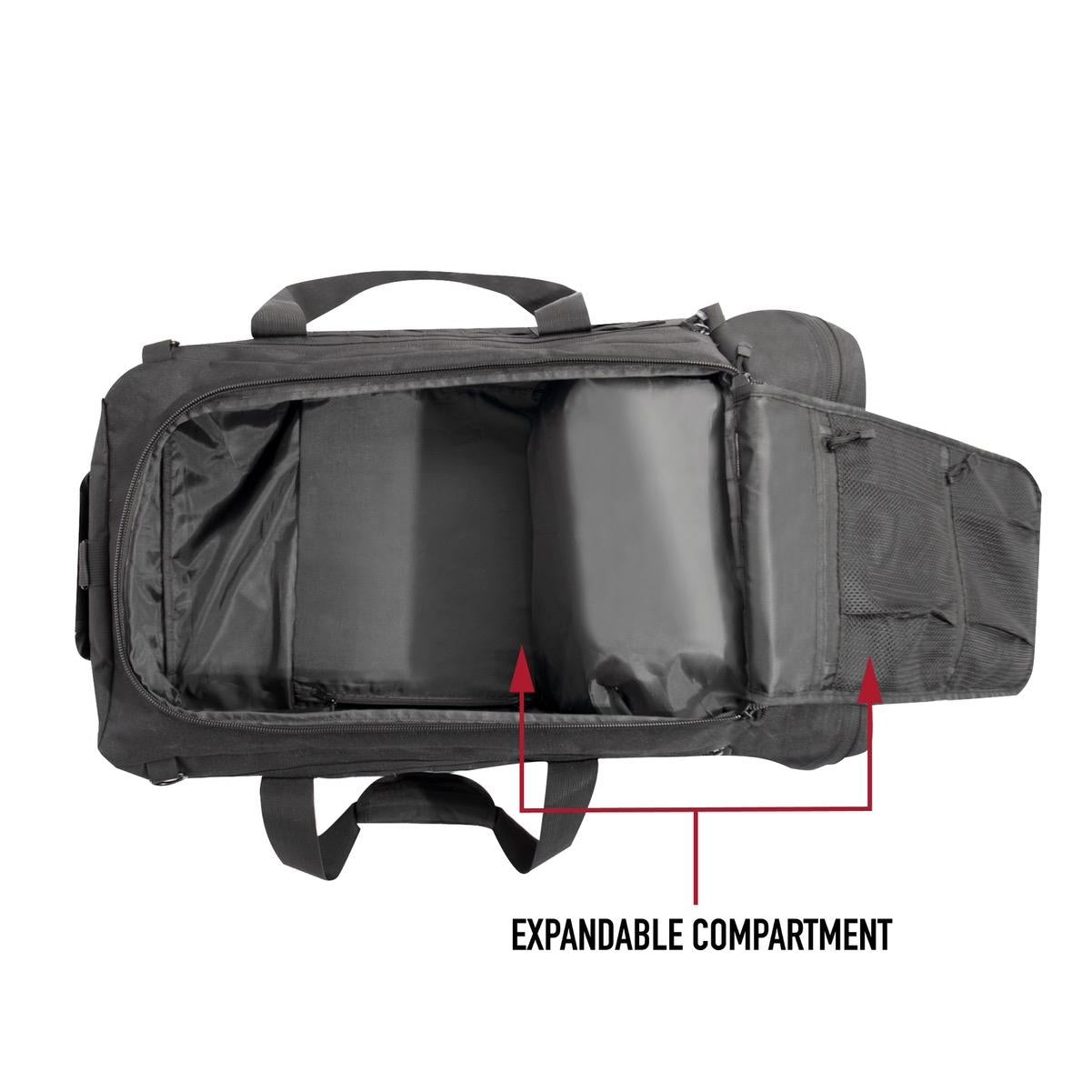 Rothco Tactical Defender Duffle Bag - Black, Camping & Military Style, Waterproof & Durable, Multiple Compartments