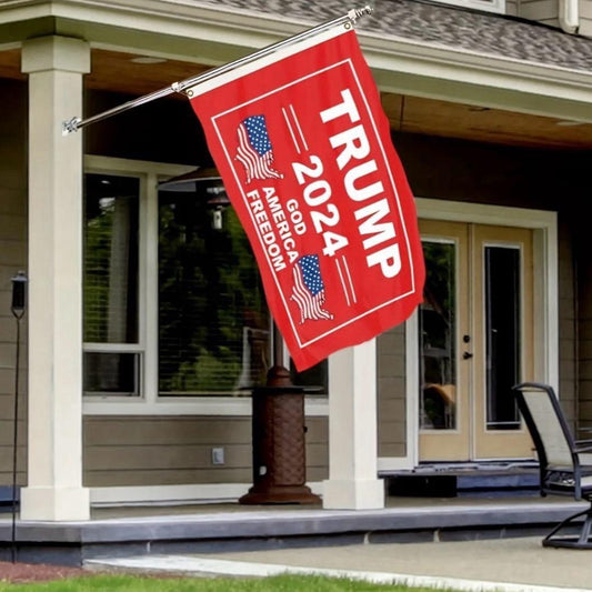 Trump 2024 God America Freedom Flag Banner - Red, 3x5 Feet, Polyester, UV Fade Resistant Lightweight, Single Sided Design