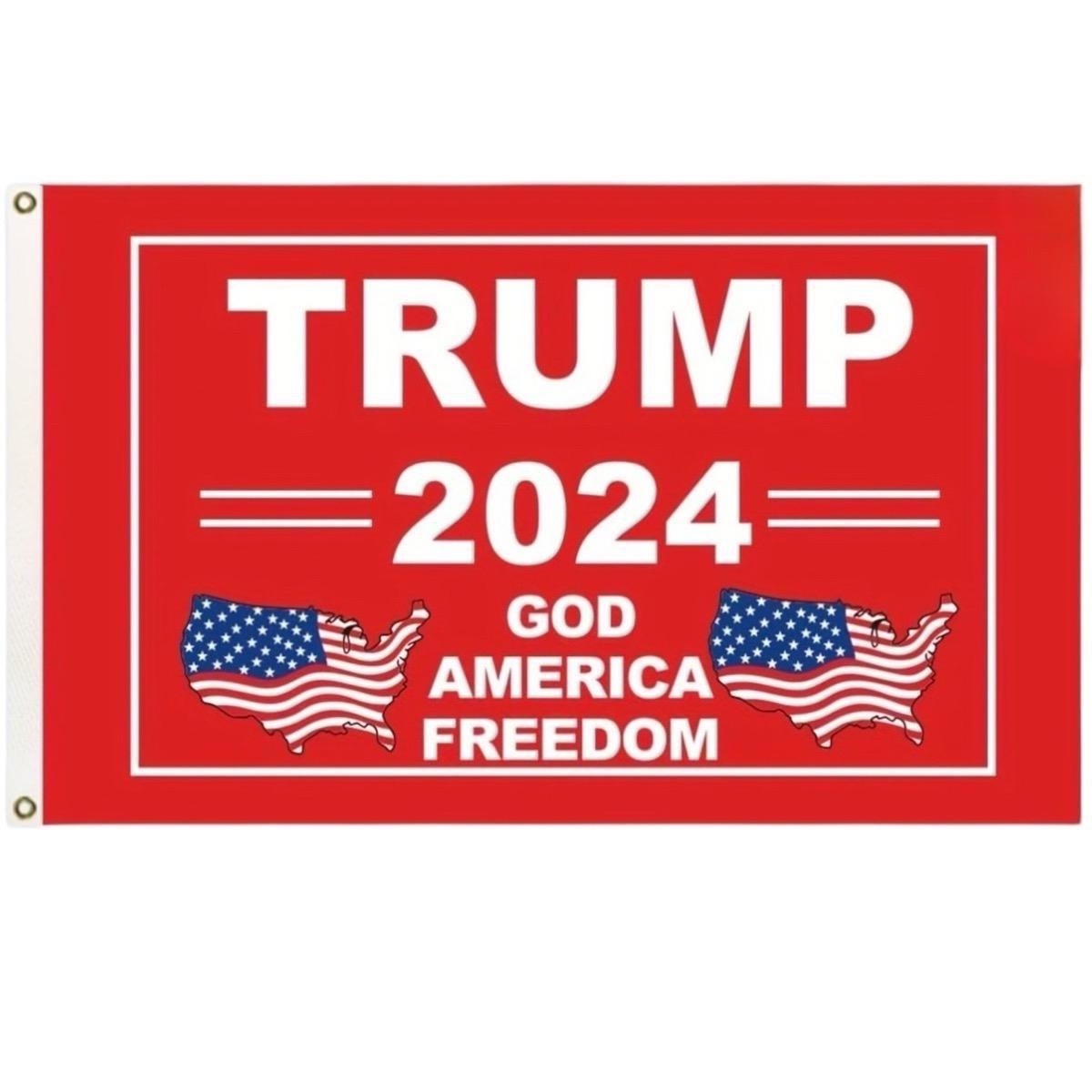 Trump 2024 God American Freedom Flag Banner - Red, 3x5 Feet, Polyester Lightweight