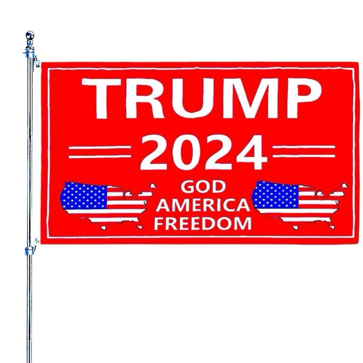 Trump 2024 God American Freedom Flag Banner - Red, 3x5 Feet, Polyester Lightweight