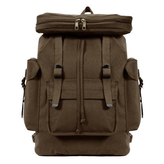 ROTHCO Canvas European Style Rucksack, Heavyweight Canvas Material, 20" x 13" x 7.5", Multi-Pocket Design