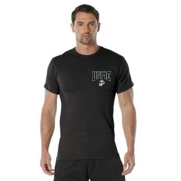 ROTHCO USMC First to Fight T-Shirt for Men - Black Patriotic Tee with Chrome-Styled Eagle, Globe, and Anchor Insignia - Cotton, Crewneck full color gifts