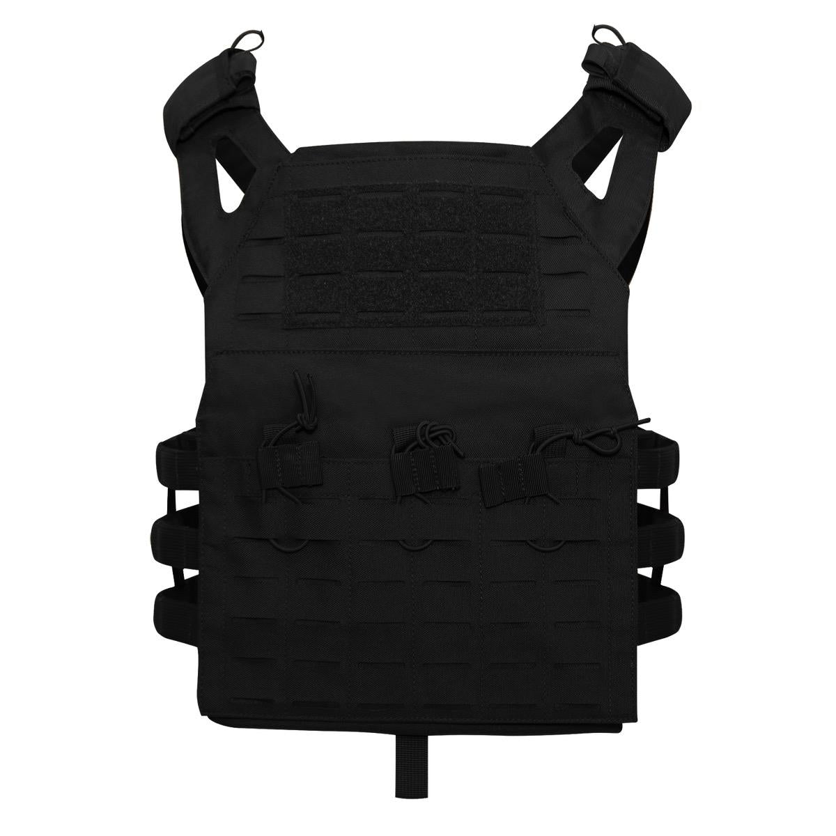 ROTHCO Laser Cut MOLLE Lightweight Armor Carrier Vest - Tactical Gear with Breathable Air Mesh Padding and Detachable Cummerbund (Black)