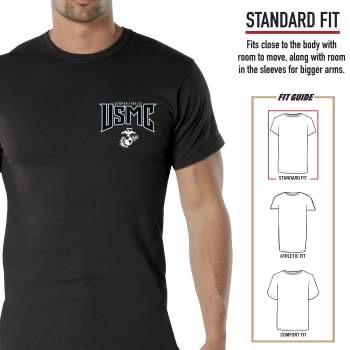 ROTHCO USMC First to Fight T-Shirt for Men - Black Patriotic Tee with Chrome-Styled Eagle, Globe, and Anchor Insignia - Cotton, Crewneck full color gifts