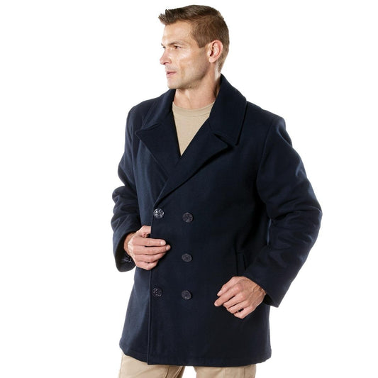 Rothco Naval Heritage Pea Coat for Men - Classic Style with Soft Wool Material and Long Sleeves Menswear Collar Jacket Longsleeves
