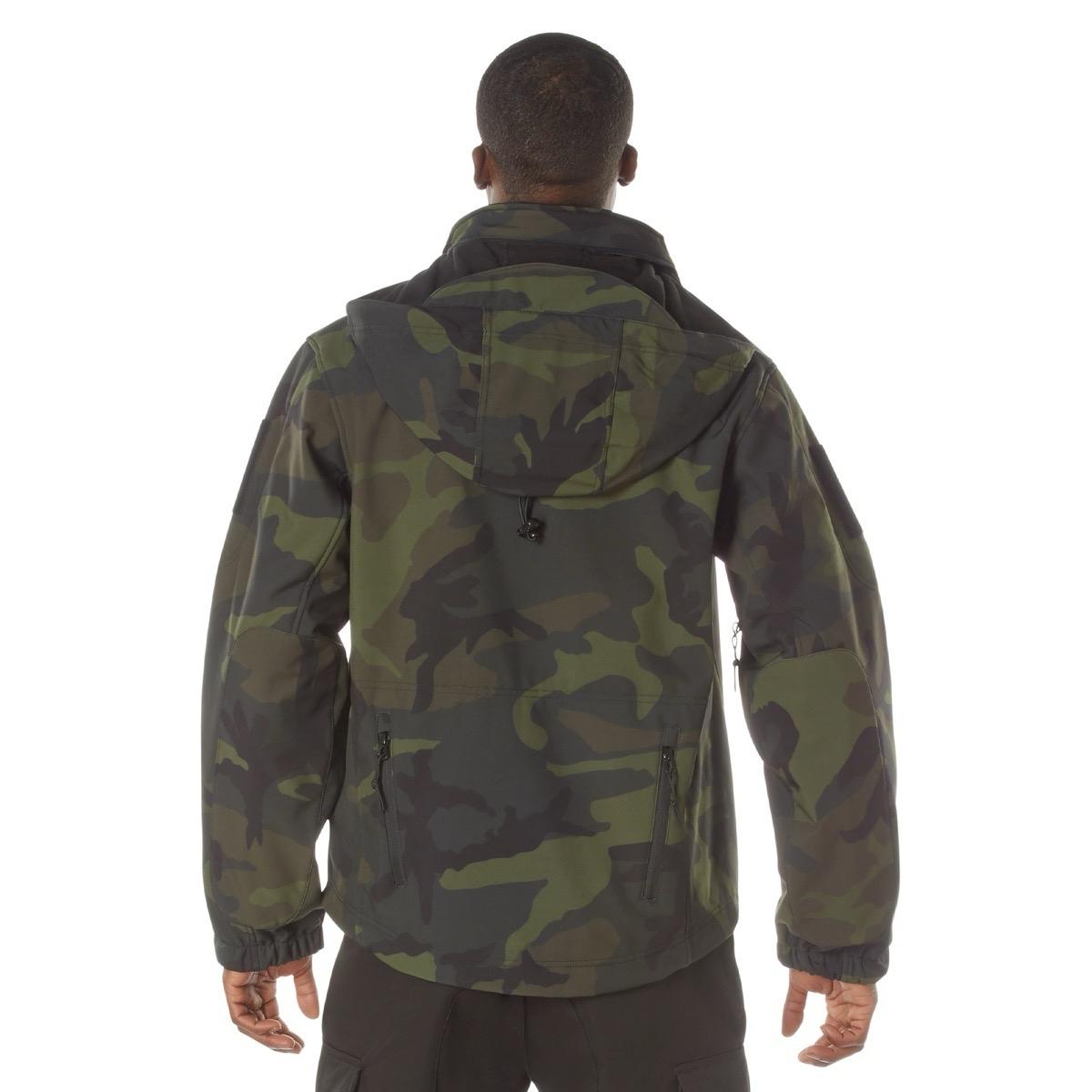 ROTHCO Men's Midnight Camo Special Ops Soft Shell Jacket - Water Resistant - Camouflage Operator Long Sleeve - Longsleeves, Underwear