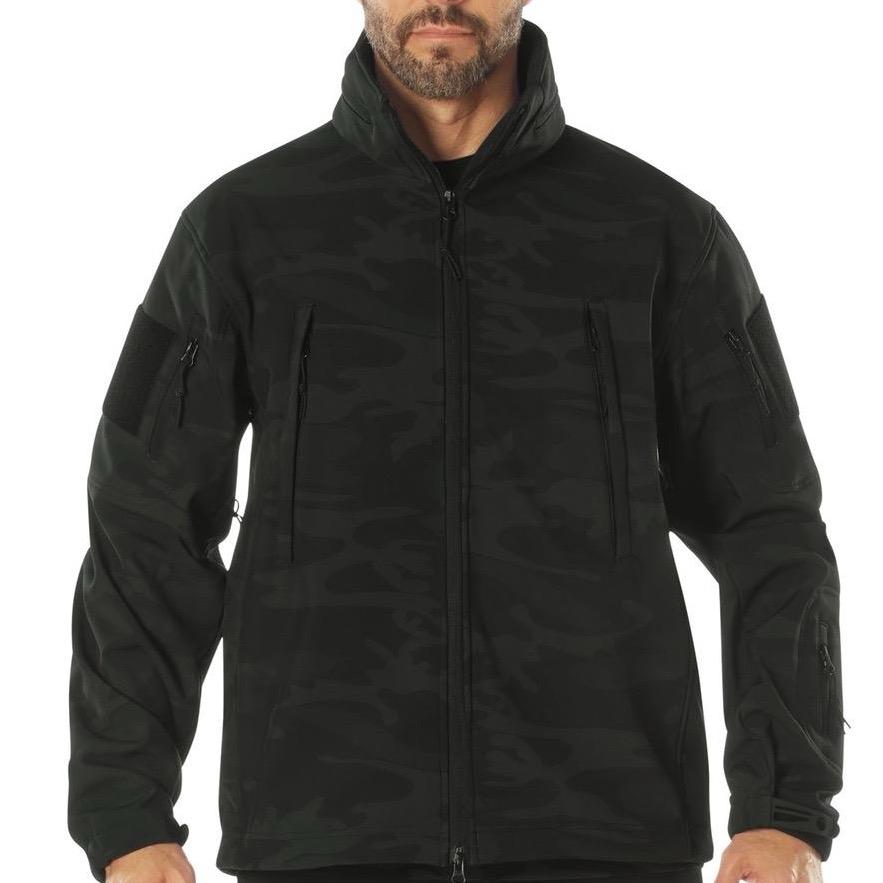 ROTHCO Men's Midnight Camo Special Ops Soft Shell Jacket - Water Resistant - Camouflage Operator Long Sleeve - Longsleeves, Underwear