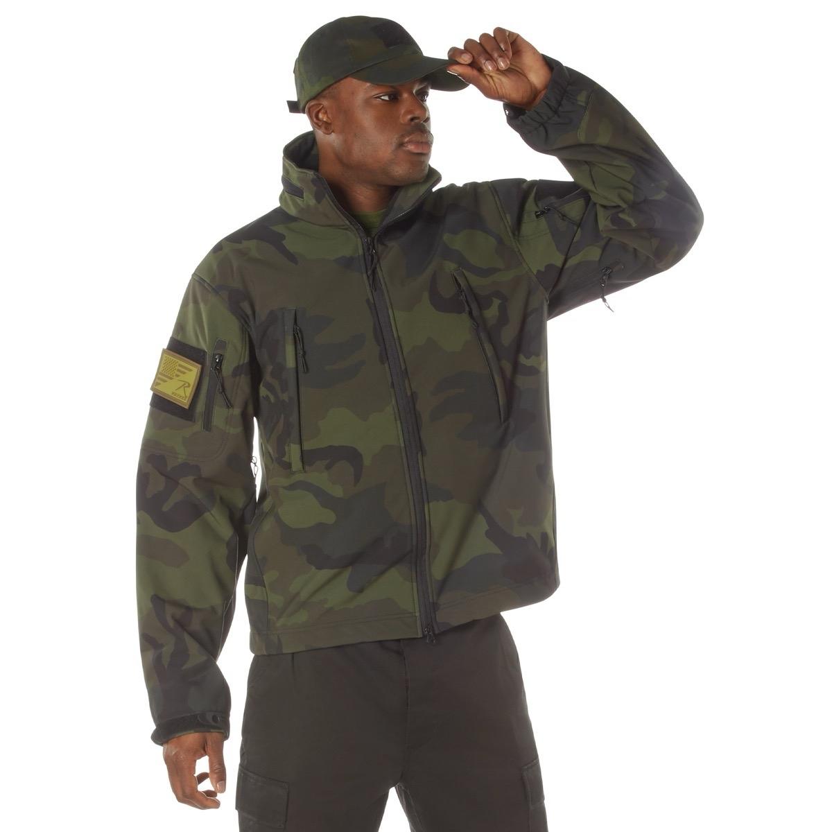 ROTHCO Men's Midnight Camo Special Ops Soft Shell Jacket with Water Resistant and High-Capacity Storage - Underwear