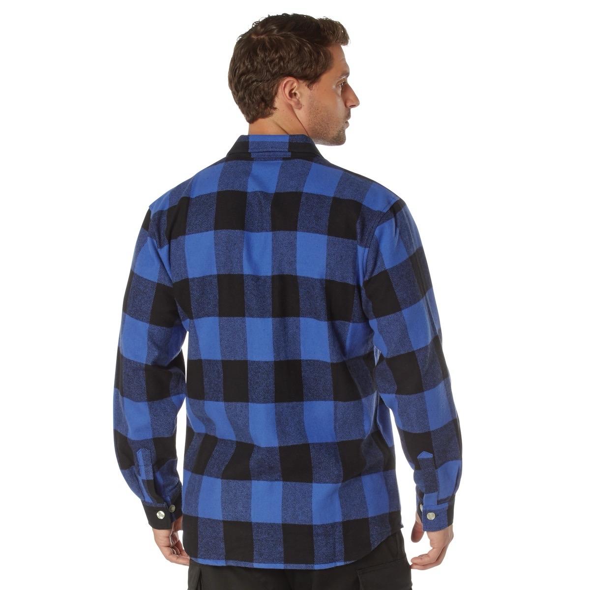 Rothco Extra Heavyweight Buffalo Plaid Flannel Long Sleeve Shirt - Men's Casual Red And Black Plaid Flannel, Casual Menswear Flannel With Pockets, Variety Of Colors And Sizes