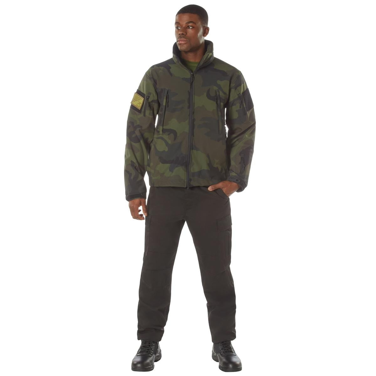 ROTHCO Men's Midnight Camo Special Ops Soft Shell Jacket with Water Resistant and High-Capacity Storage - Underwear