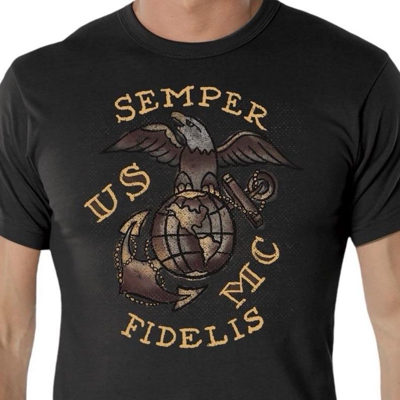 Rothco USMC Semper Fidelis T-Shirt for Men - Breathable Crewneck Short Sleeve Outdoor Top - Soft, Menswear cool graphic full color