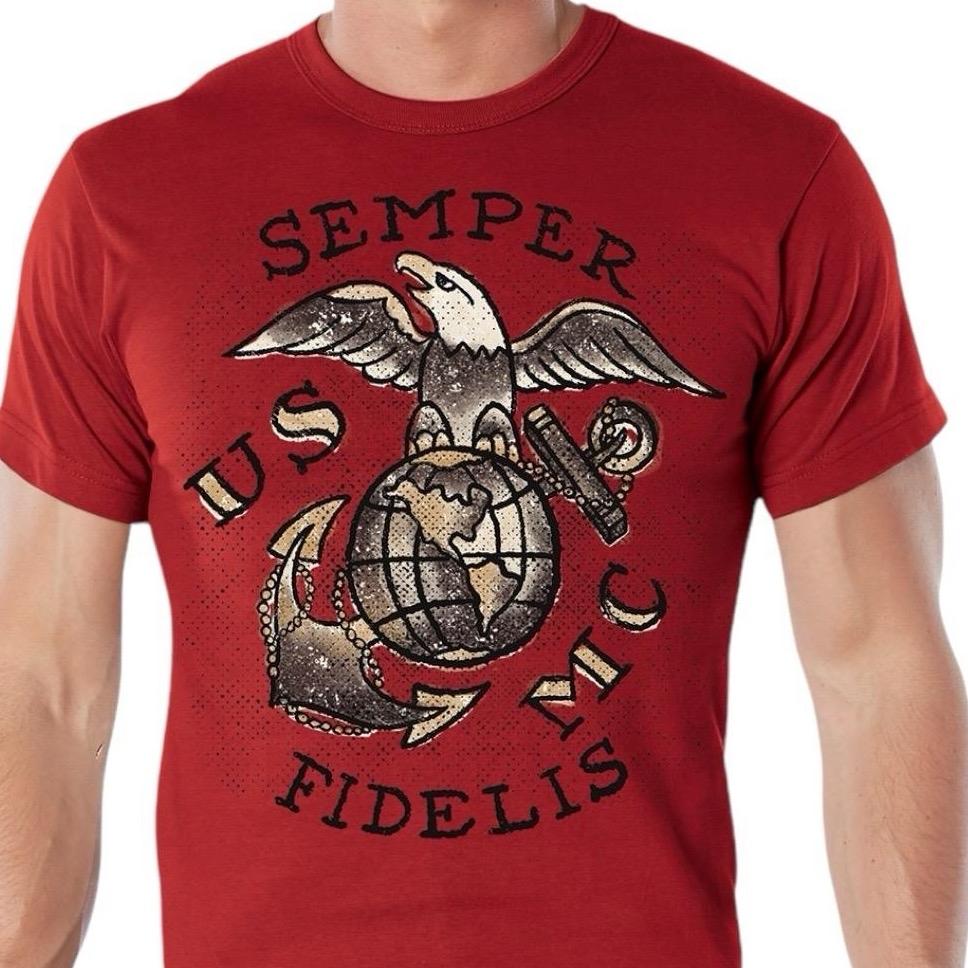 Rothco USMC Semper Fidelis T-Shirt for Men - Breathable Crewneck Short Sleeve Outdoor Top - Soft, Menswear cool graphic full color
