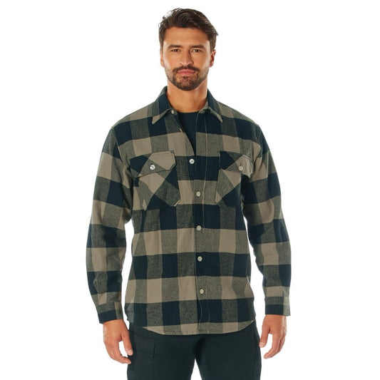 ROTHCO Men's Extra Heavyweight Buffalo Plaid Flannel Shirt - Classic Red and Black Plaid Design with Pockets and Long Sleeves - Fabric, Cotton