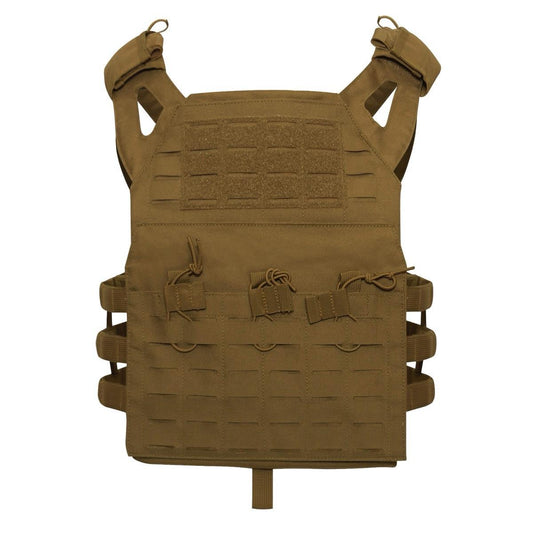 ROTHCO Laser Cut MOLLE Plate Carrier Vest - Military Tactical Gear with Air Mesh Padding - Available in Multiple Colors