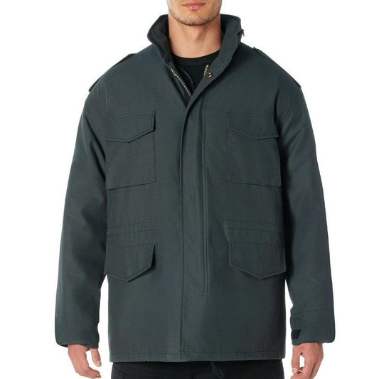 Rothco M-65 Field Jacket - Water Repellent Outer Shell, Removable Quilted Button-In Liner, 4 Cargo Pockets - Beige, Navy