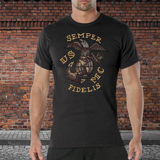 Men's Rothco USMC Semper Fidelis T-Shirt with Eagle, Globe, and Anchor Emblem - Top, Menswear full color men gifts
