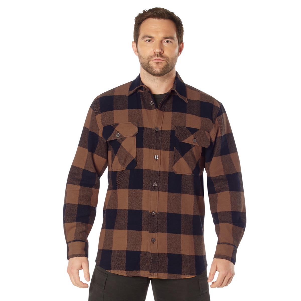 Rothco Extra Heavyweight Buffalo Plaid Flannel Long Sleeve Shirt - Men's Casual Red And Black Plaid Flannel, Casual Menswear Flannel With Pockets, 12 Different Colors Sizes Up To 5XL Longsleeves Fabric Checked Top Cotton Layer