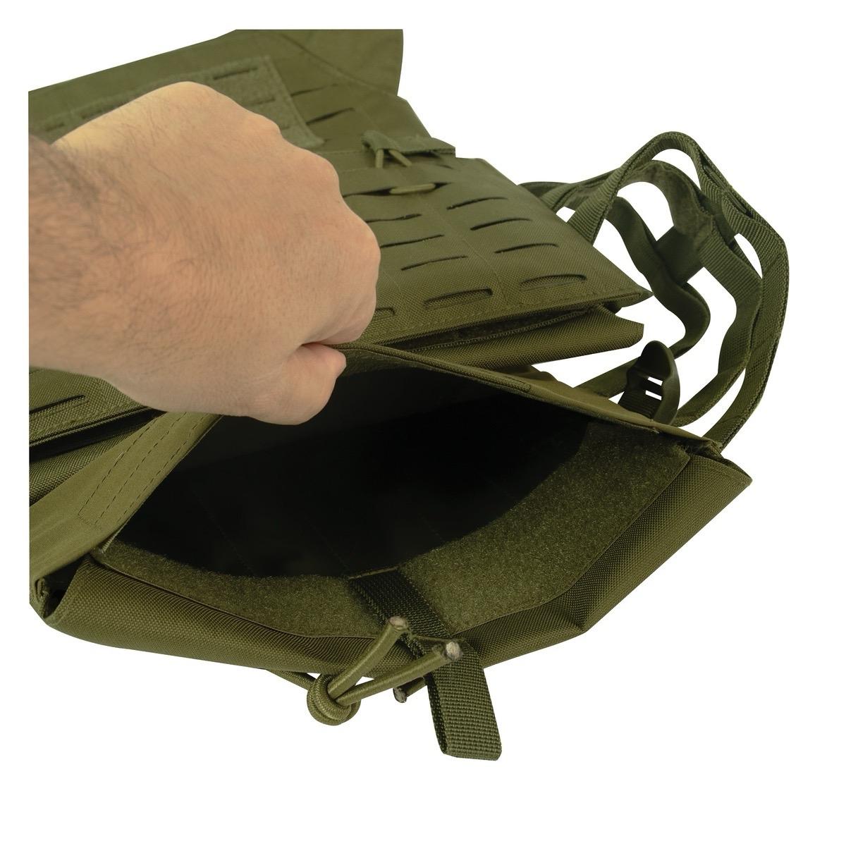 Rothco Laser Cut MOLLE Plate Carrier Vest - Military Tactical Gear with Breathable Air Mesh Padding, Adjustable Buckle and Detachable Cummerbund - Available in Black, Olive Drab, Coyote Brown, and MultiCam