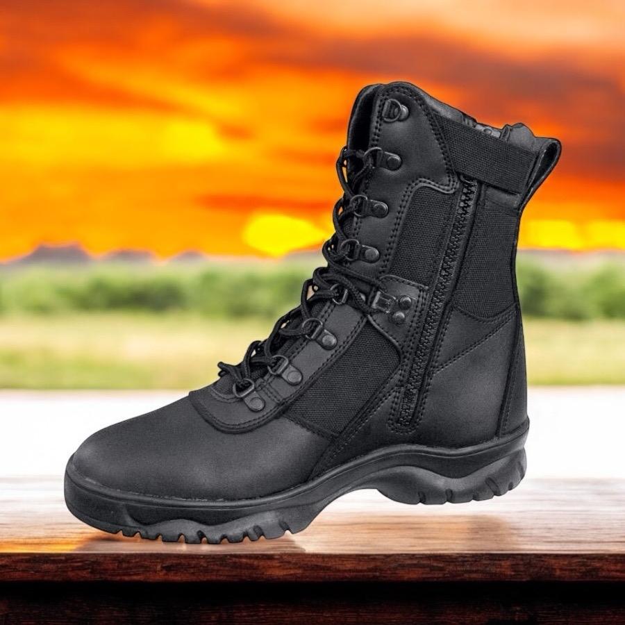 Rothco Forced Entry Tactical Boots with Side Zipper - 8 Inch Men Walking Shoes Footwear Leather Comfort Fashion Lace Closed Work Boot with side zip