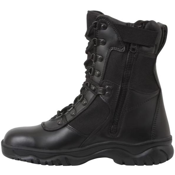 Rothco Forced Entry Tactical Boots with Side Zipper - 8 Inch Men Walking Shoes Footwear Leather Comfort Fashion Lace Closed Work Boot with side zip