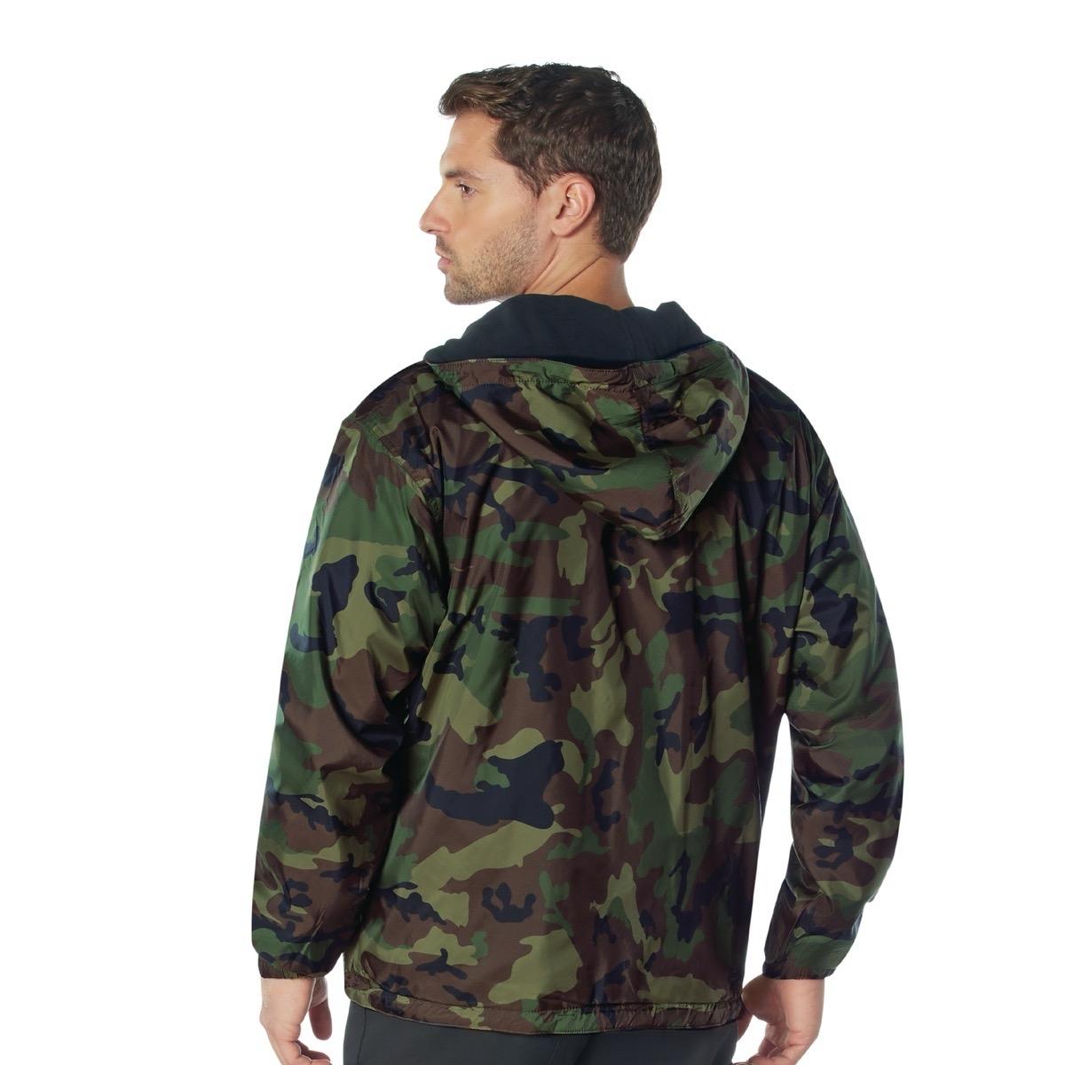 ROTHCO Reversible Lined Jacket with Hood for Men - Waterproof Nylon Shell and Polyester Fleece Lining - Navy - Camo, Menswear