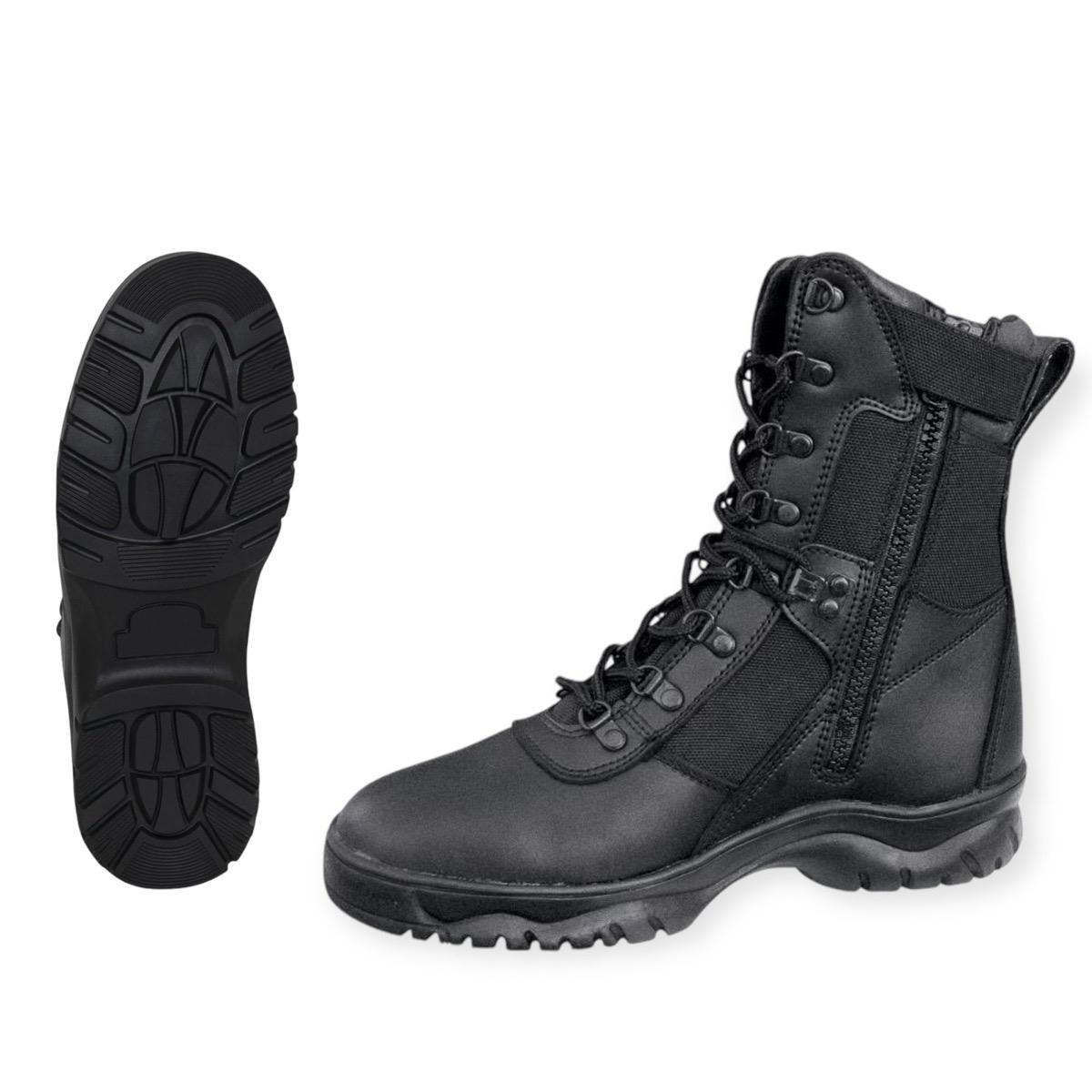 Rothco Forced Entry Tactical Boots with Side Zipper - 8 Inch Men Walking Shoes Footwear Leather Comfort Fashion Lace Closed Work Boot with side zip