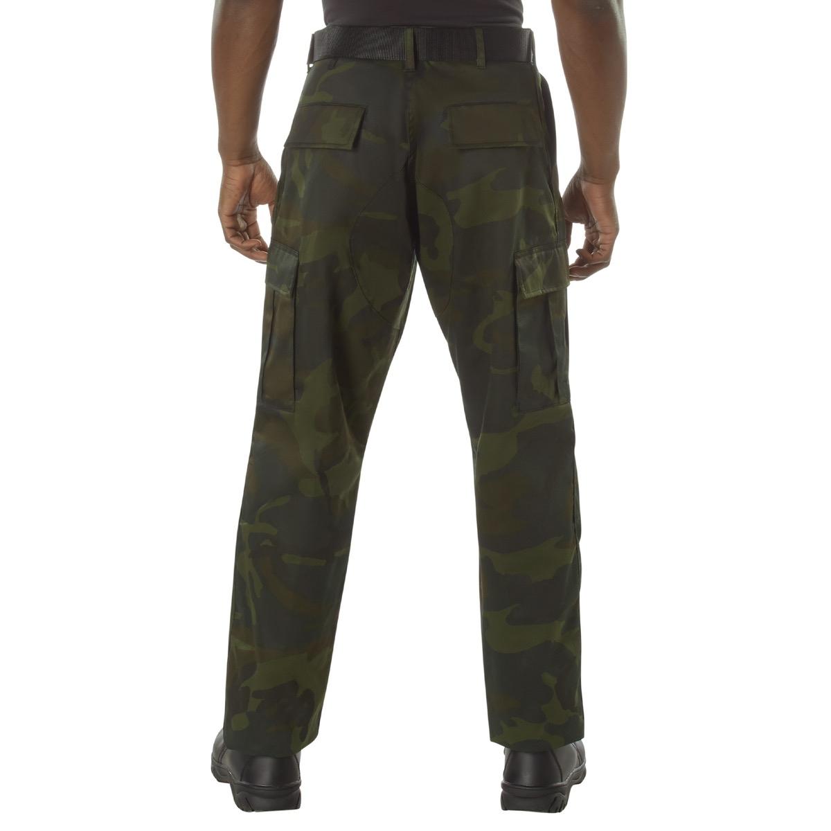 ROTHCO Midnight Camo Tactical BDU Pants - Unisex, Adjustable Waist Tabs, Zipper Fly, High-Capacity Cargo Pockets - Camouflage Polyester Cotton fabric