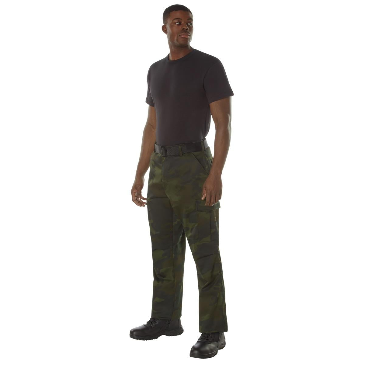 Rothco Midnight Camo Tactical BDU Pants for Men - Reinforced Seat and Knees, High-Capacity Cargo Pockets 6 Big Cargo Pockets - Classic Menswear Utility Outdoor Camouflage Hunting Pants